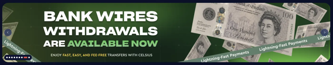 Celsius Casino — bank wires available