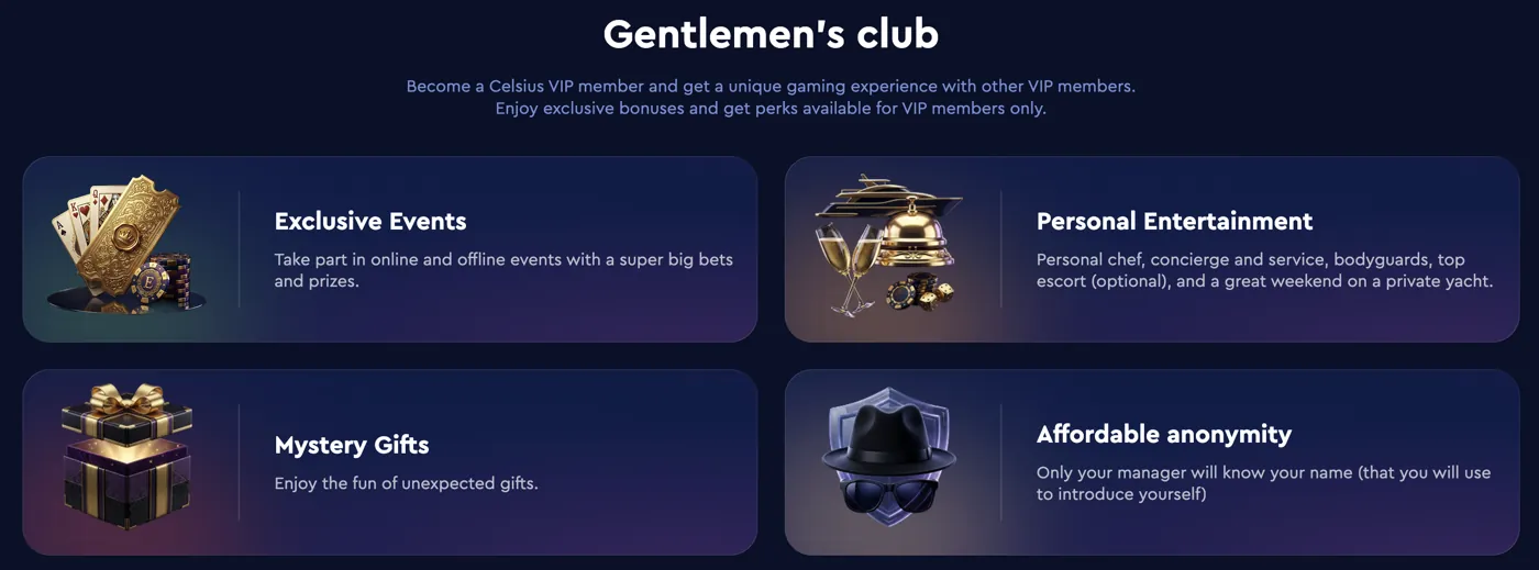 Celsius Casino — gentlemen's club perks