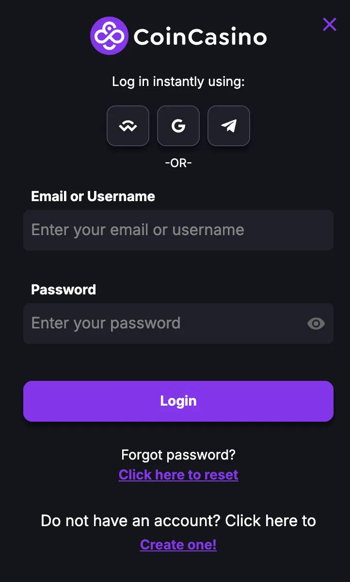 CoinCasino — instant login