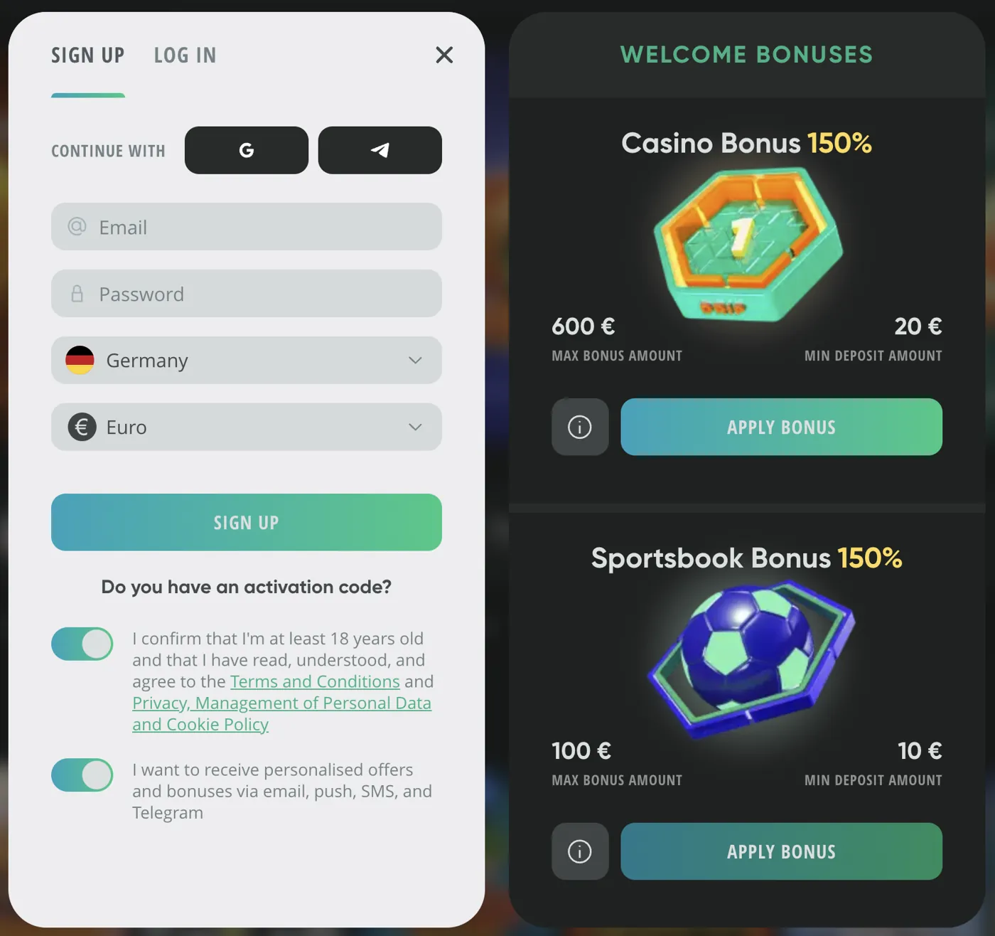 Drip Casino — registration & welcome bonuses
