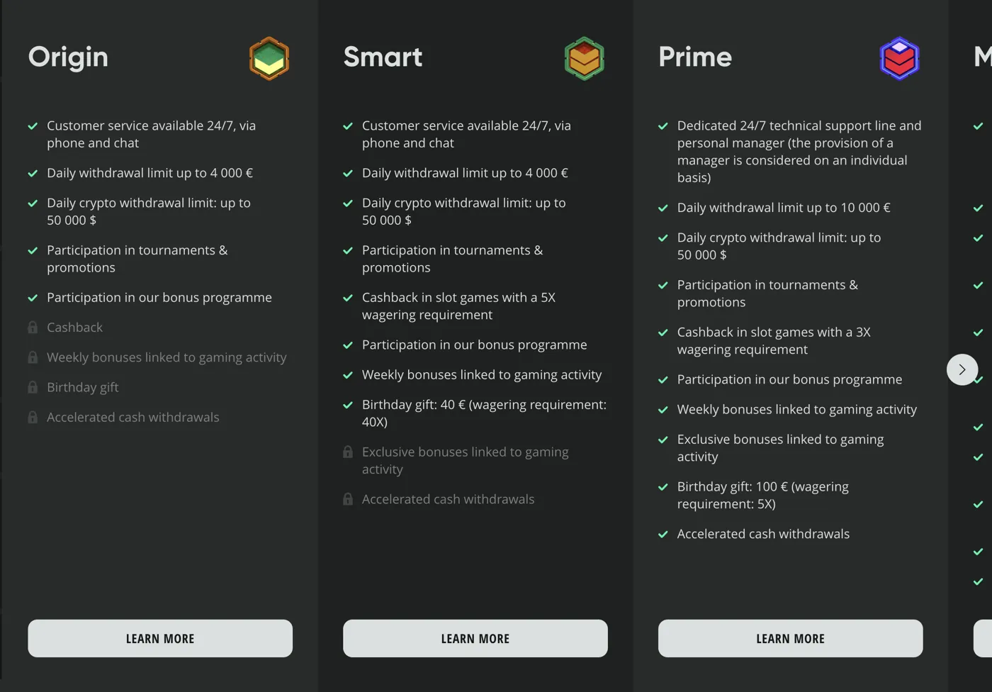 Drip Casino — VIP club tiers