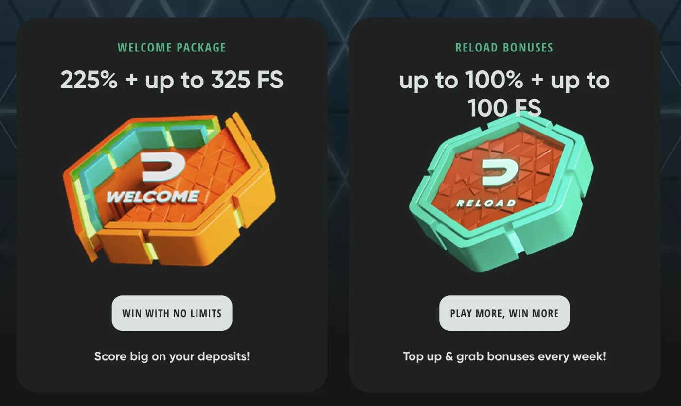 Drip Casino — welcome package & reload bonuses