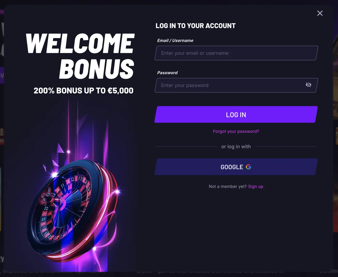 FastSlots Casino — log in to your account