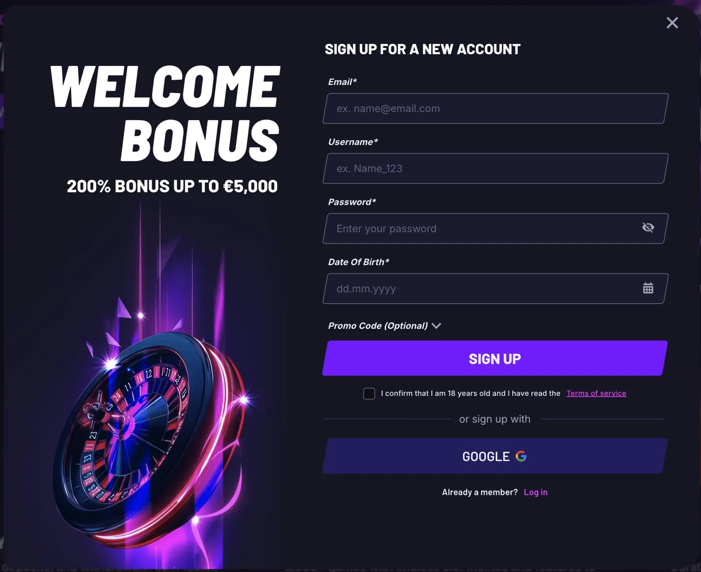 FastSlots Casino — registration