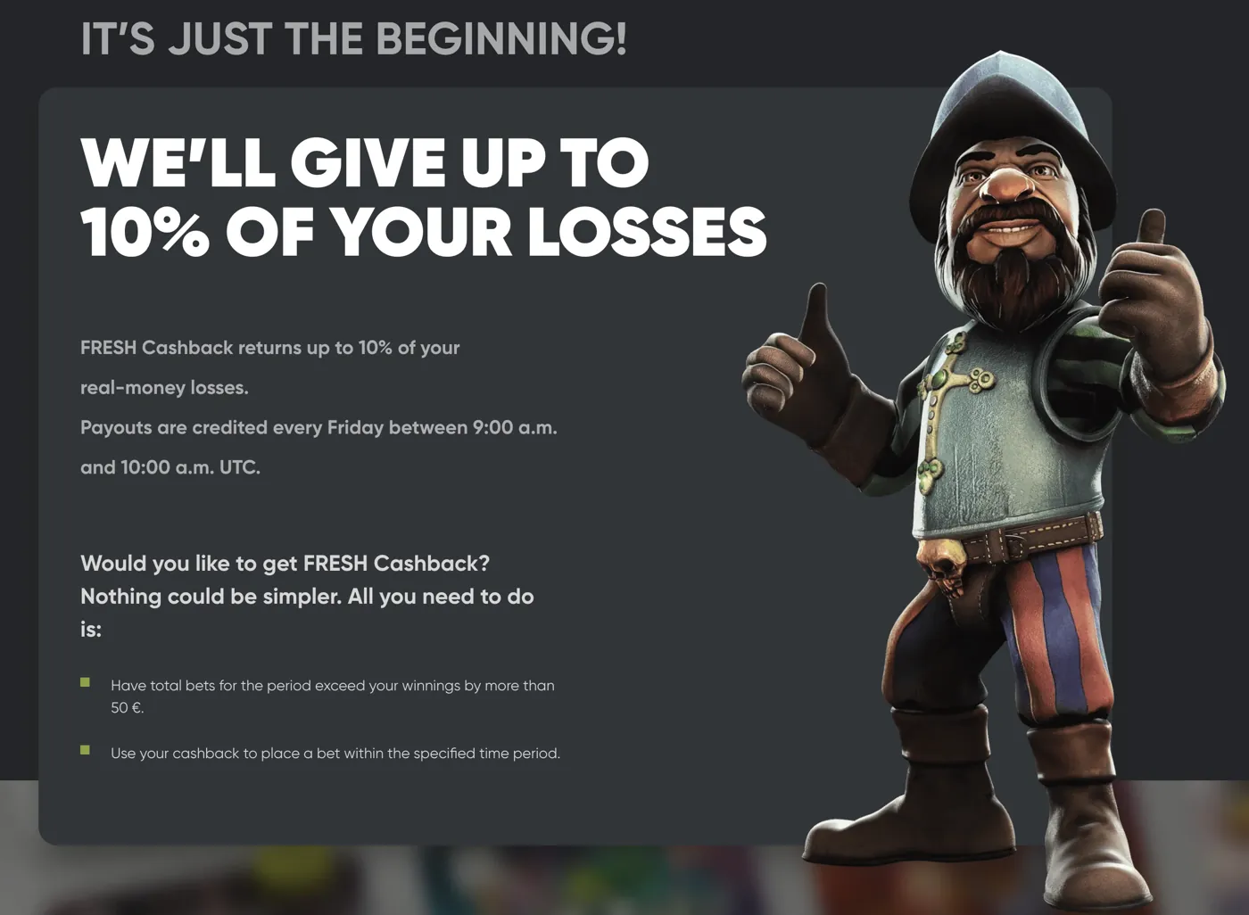 Fresh Casino — weekly cashback up to 10%