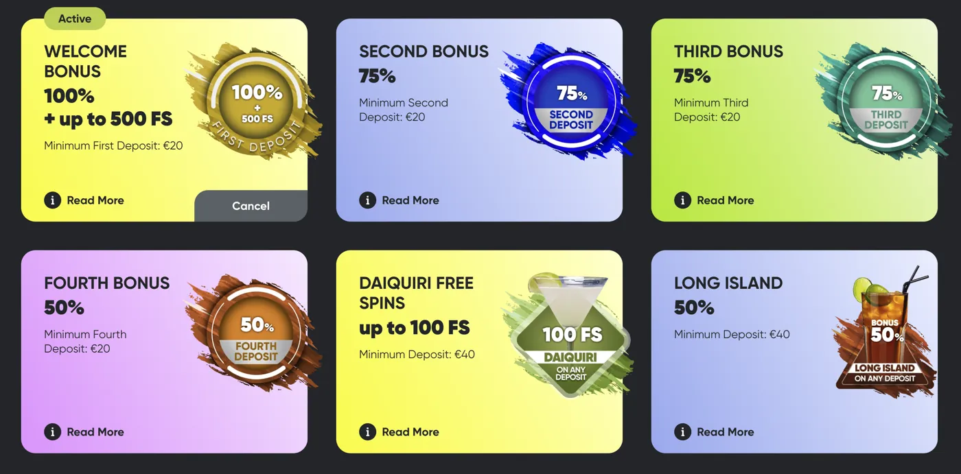 Fresh Casino — welcome bonus tiers