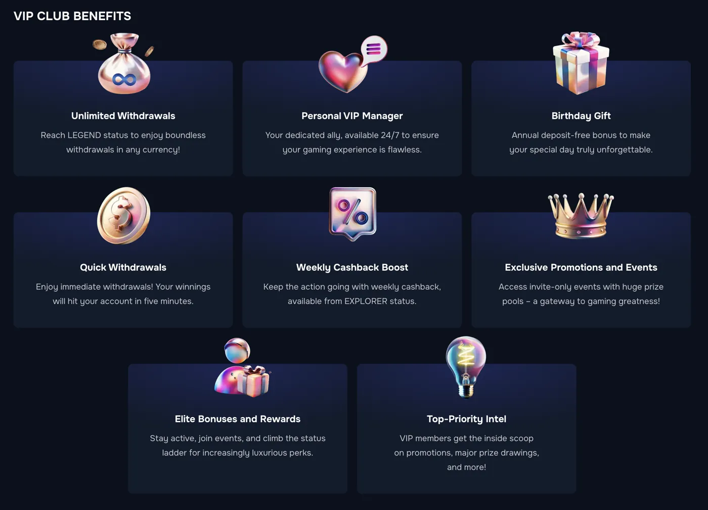 Gizbo Casino — vip club benefits