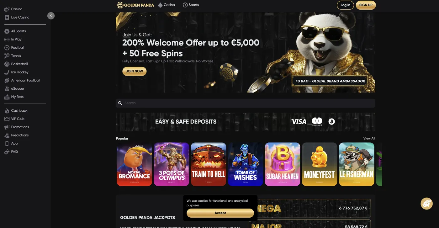 Golden Panda Casino — casino lobby & games