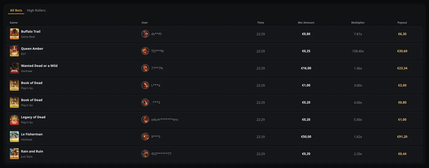 Instant Casino — live winners & bets