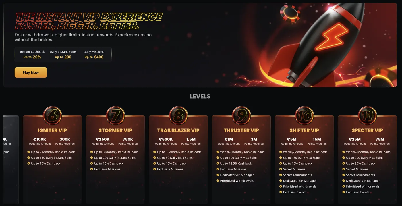 Instant Casino — vip experience levels