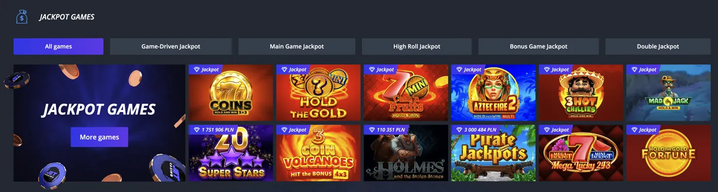 Jet Casino — jackpot games
