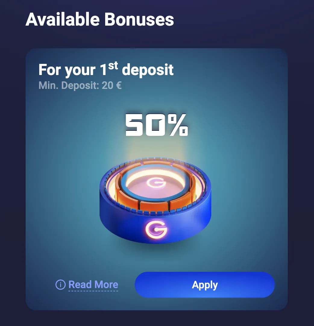 Legzo Casino — welcome bonus (50% first deposit)
