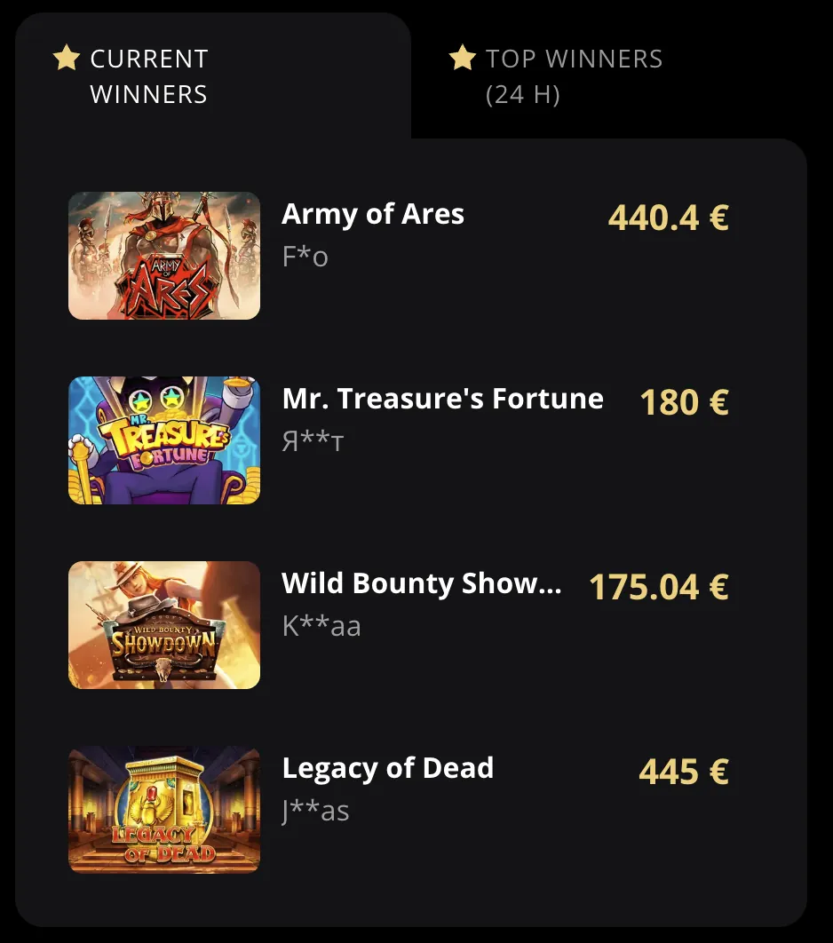 Lex Casino — current & top winners