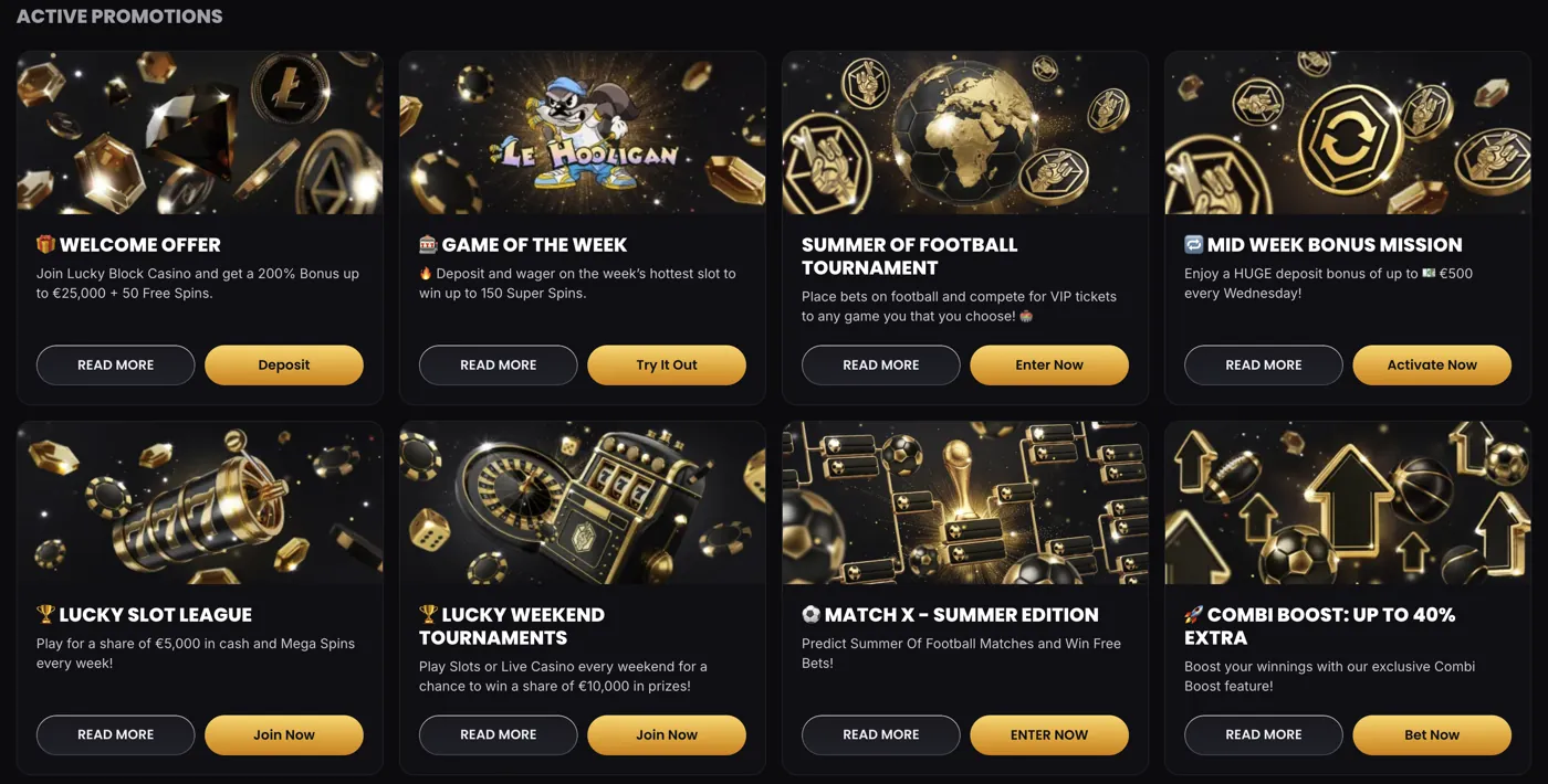 Lucky Block Casino — active promotions