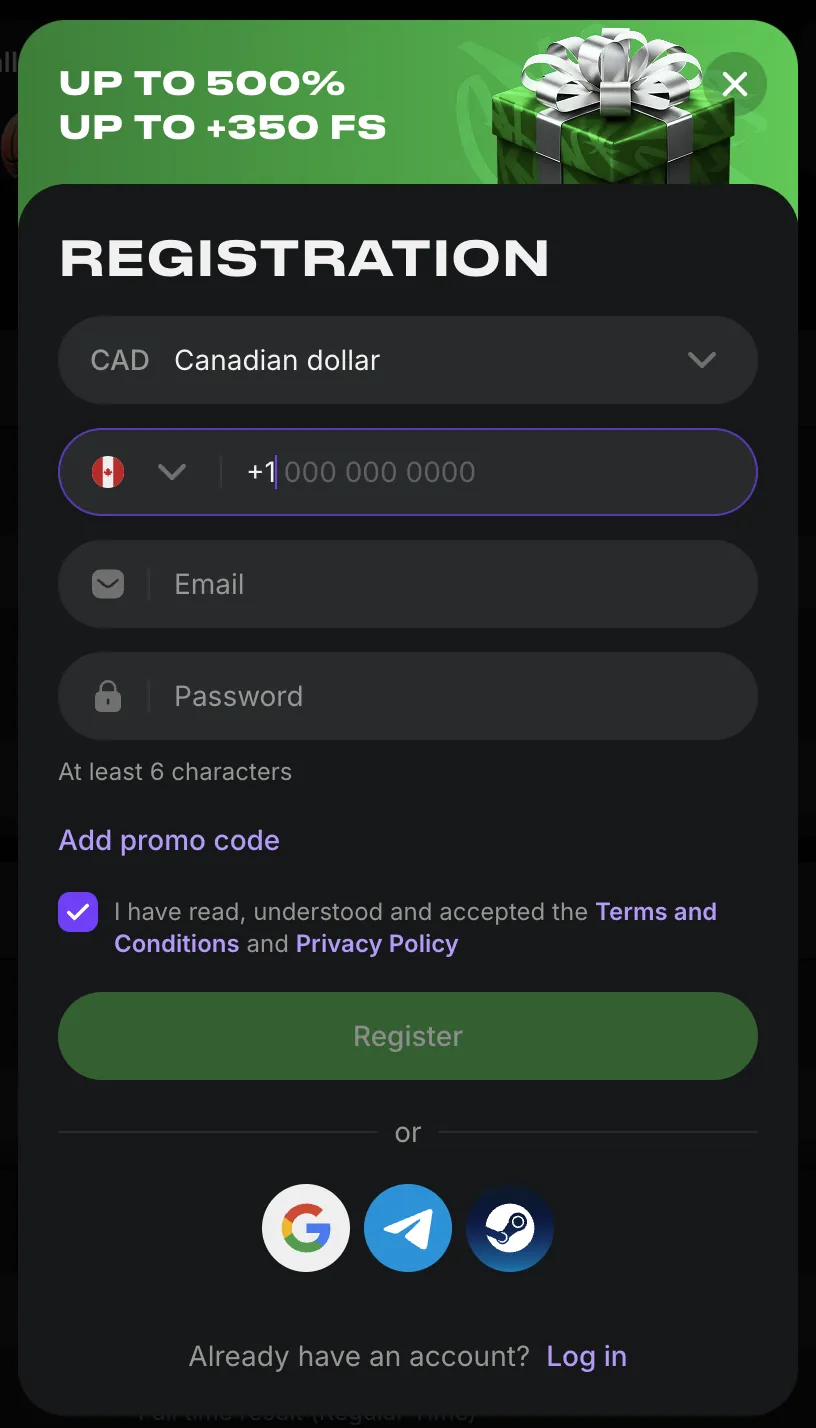 LuckyStar Casino — registration