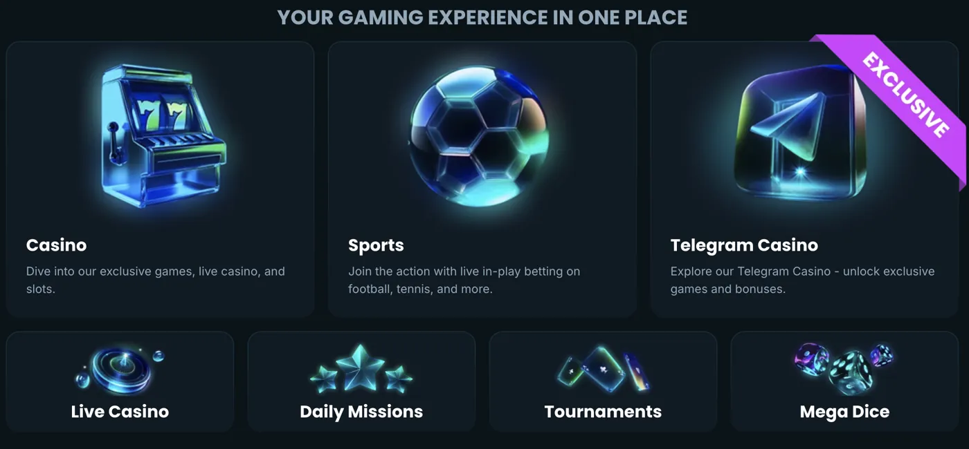 Mega Dice Casino — casino · sports · telegram