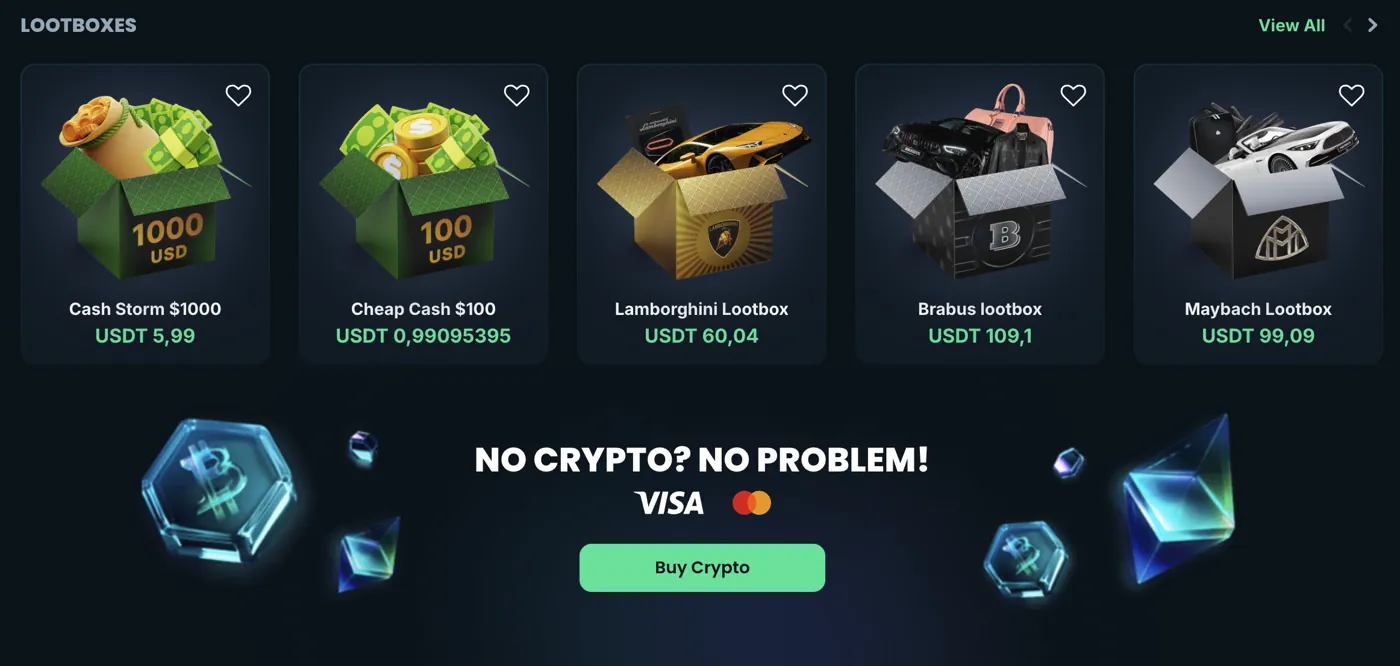 Mega Dice Casino — lootboxes & buy crypto
