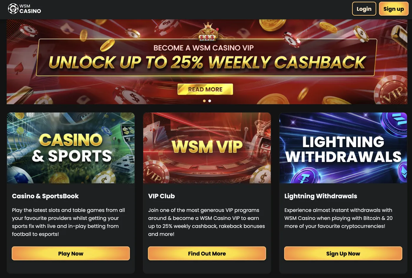 WSM Casino — promotions and lightning withdrawals